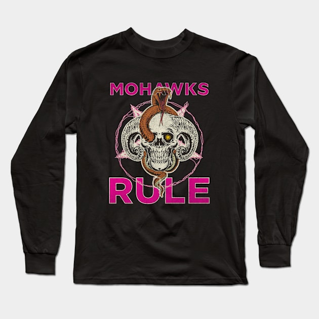 Snake With A Skull Mohawks Punk Rocker Long Sleeve T-Shirt by Outrageous Flavors